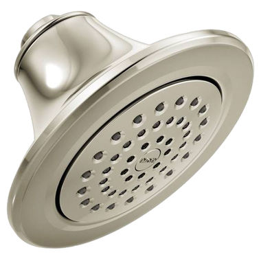 Click here to see Moen S6312NL Moen Icon 5-7/8in Single-Spray Function Showerhead, Metal Construction, Full Spray, Round, 1/2in IPS Connection, 2.5 GPM, Polished Nickel - S6312NL