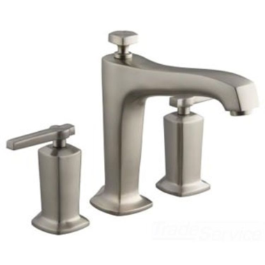 Click here to see Kohler T16236-4-BN Kohler Margaux Roman Tub Faucet Trim with Diverter, 8-9/16-Inch Spout Reach, Lever Handles, Brushed Nickel, Deck Mount - K-T16236-4-BN