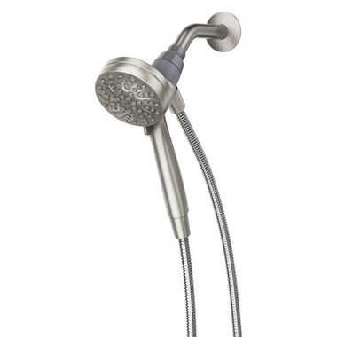 Click here to see Moen 26100SRN Moen Engage Spot Resist Six-Spray Function Snap to Use Hand Shower with Magnetix Docking and Hose, 2.5 GPM, Brushed Nickel - 26100SRN