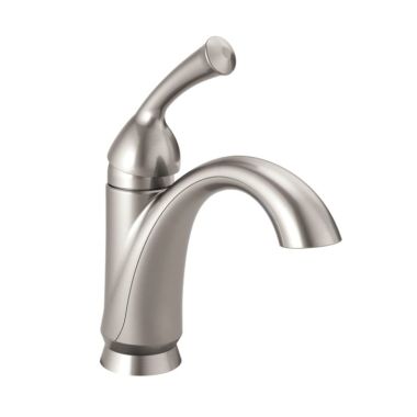 Click here to see Delta 15999-SS-DST Delta Haywood Stainless Lavatory Faucet with Escutcheon, Plastic Pop-Up, 1.2 GPM, Single-Handle, DIAMOND Seal, Lever Handle - 15999-SS-DST