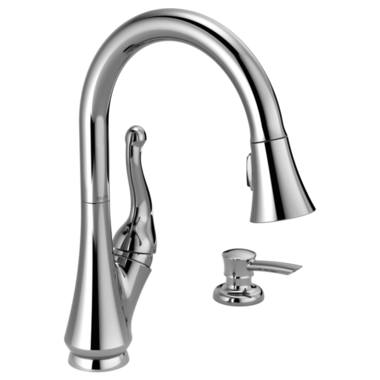 Click here to see Delta 16968-SD-DST Delta Talbott Kitchen Pull-Down Kitchen Faucet w/ Soap Dispenser, Chrome - 16968-SD-DST