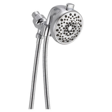 Click here to see Delta 54488-PK Delta Palm Four-Setting Chrome Wall-Mount Palm Handshower with 82in Hose, Round, Touch-Clean Nozzles, WaterSense, ADA  - 54488-PK