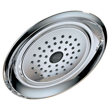 Click here to see Delta RP48686 Delta Single-Spray Setting Raincan 1.75 GPM Showerhead with Touch-Clean Technology, WaterSense Certified, 7-7/16in Diameter, Chrome - RP48686
