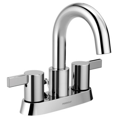 Click here to see Peerless P299102LF Peerless Precept Centerset High-Arc Bathroom Faucet with 50/50 Pop-Up Drain, Two-Handle, 1.0 GPM, Lever Handle, Chrome - P299102LF