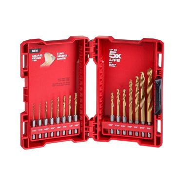 Click here to see Milwaukee 48-89-4630 Milwaukee 48-89-4630 15-piece SHOCKWAVE RED HELIX Titanium Drill Bit Set