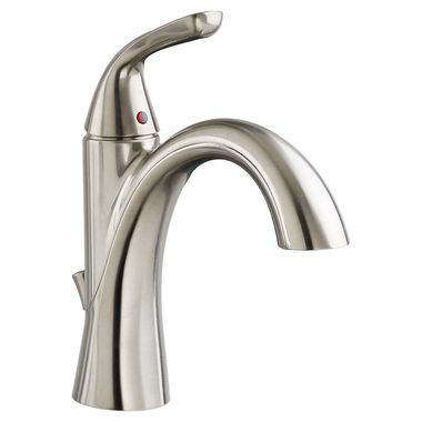 Click here to see American Standard 7186.101.295 American Standard Fluent Single-Control Metal Lever Handle 1.2 GPM Satin Nickel Bathroom Faucet with Metal Speed Connect Pop-Up Drain, Single-Hole - 7186.101.295