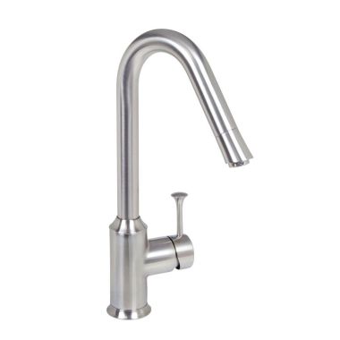 Click here to see American Standard 4332.001.F15.075 American Standard Pekoe Single Handle Kitchen Faucet w/ Hi-Flow Spout, 1.5 gpm, Stainless Steel - 4332001F15.075