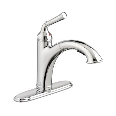 Click here to see American Standard 4285.100.F15.002 American Standard Portsmouth Single Handle Pull-Out Kitchen Faucet, 1.5 GPM, Chrome - 4285100F15.002