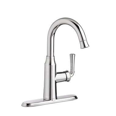 Click here to see American Standard 4285.410.F15.002 American Standard Portsmouth Single Handle High Arc Pull-Down Bar/Prep Faucet, 1.5 GPM, Chrome - 4285410F15.002