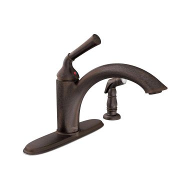 Click here to see American Standard 4285.001.F15.224 American Standard Portsmouth Single-Handle Kitchen Faucet w/ Side Spray, 1.5 GPM, Oil Rubbed Bronze - 4285001F15.224