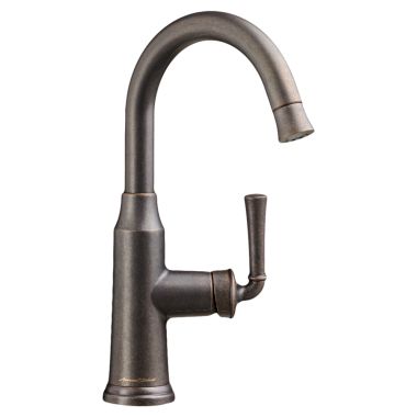 Click here to see American Standard 4285.410.F15.224 American Standard Portsmouth Single Handle High Arc Pull-Down Bar/Prep Faucet, 1.5 GPM, Oil Rubbed Bronze - 4285410F15.224