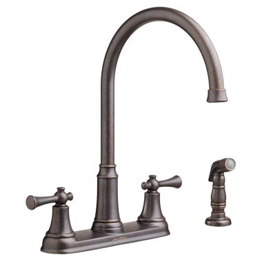 Click here to see American Standard 4285.551.F15.224 American Standard Portsmouth Two-Handle High-Arc Kitchen Faucet w/ Side Spray, 1.5 GPM, Oil Rubbed Bronze - 4285551F15.224