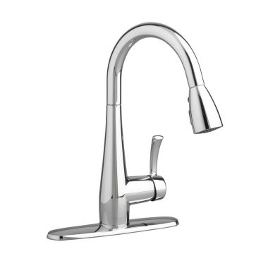 Click here to see American Standard 4433.300.F15.002 American Standard Quince Single Handle Pull-Down High Arc Kitchen Faucet, 1.5 GPM, Chrome - 4433300F15.002