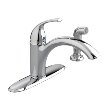 Click here to see American Standard 4433.001.F15.002 American Standard Quince Single Handle Kitchen Faucet w/ Side Spray, 1.5 gpm, Chrome - 4433001F15.002