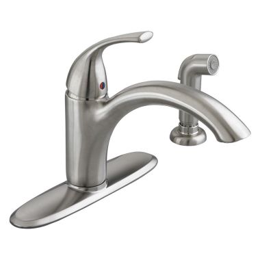 Click here to see American Standard 4433.001.F15.075 American Standard Quince Single-Handle Kitchen Faucet w/ Side Spray, 1.5 GPM, Stainless Steel - 4433001F15.075