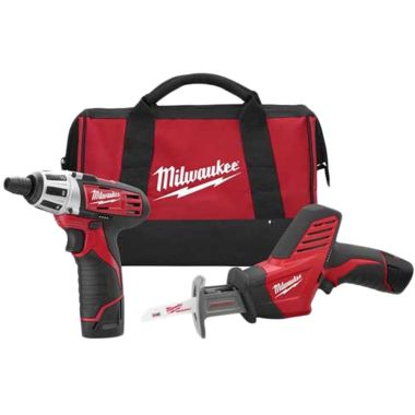 Click here to see Milwaukee 2490-22 Milwaukee 2490-22 12V Compact Drill & Hackzall Kit