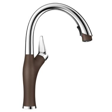 Click here to see Blanco 442032 Blanco Artona Single Handle Pull-Down Kitchen Faucet, 1.5 GPM, Stainless/Cafe Brown - 442032