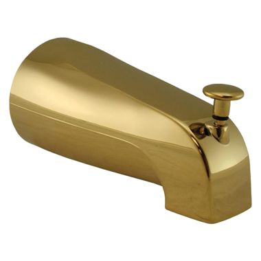 Click here to see Jones Stephens D03001 Jones Stephens Wall Mounted Polished Brass Tub Spout with Pull-Up Diverter, 1/2-inch FIP, - D03-001