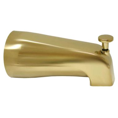 Click here to see Jones Stephens D03004 Jones Stephens Wall Mounted Polished Brass Tub Spout with Pull-Up Diverter, Slip-On - D03-004