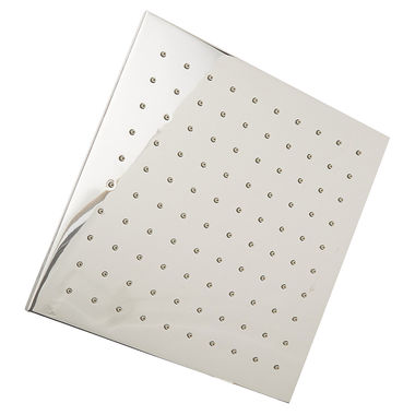 Click here to see Jones Stephens S01095 Jones Stephens 10in Square Contemporary Shower Head with Grey Rubber Tips, 2.5 GPM, Chrome Plated - S01095