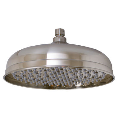 Click here to see Jones Stephens S0185BN Jones Stephens 8-inch Round Shower Head, 1/2in Swivel Connection, 2.5 GPM, 80 PSI, Brushed Nickel - S0185BN