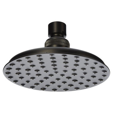 Click here to see Jones Stephens S0188RB Jones Stephens 5in Round Rain Style Shower Head with Dimples, 1/2in Swivel Connection, 2.5 GPM, Oil Rubbed Bronze - S0188RB