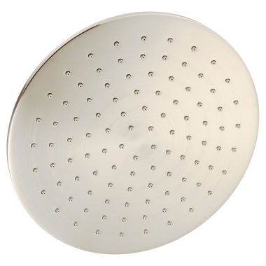 Click here to see Jones Stephens S0193BN Jones Stephens 10in Round Contemporary Rain Shower Head with Grey Rubber Tips, 2.5 GPM, Brushed Nickel - S0193BN