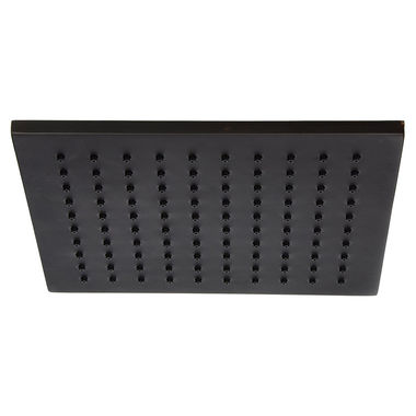 Click here to see Jones Stephens S0194RB Jones Stephens 8in Square Contemporary Rain Shower Head with Black Rubber Tips, 2.5 GPM, Oil Rubbed Bronze - S0194RB