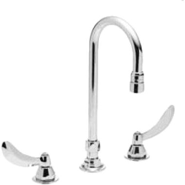 Click here to see Delta 23T644 Delta 23T644 TUF-TECK Widespread Lavatory Faucet, Gooseneck,Blade w/ Sanitary Hood, VR Aerator, Chrome