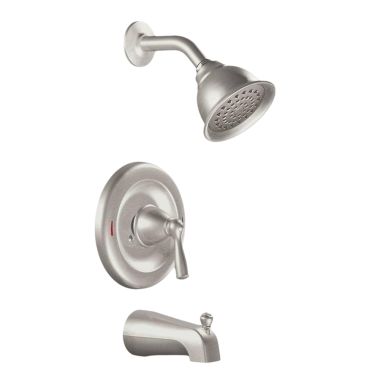 Click here to see Moen 82910SRN Moen Banbury Posi-Temp Tub/Shower Faucet, 2.5 GPM, 1-Function, Single Lever Handle, Pressure Balance Valve, Spot Resist Brushed Nickel - 82910SRN