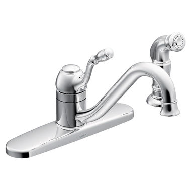 Click here to see Moen CA87009 Moen Lindley Single-Handle Low Arc Kitchen Faucet w/ Side Spray, Chrome - CA87009