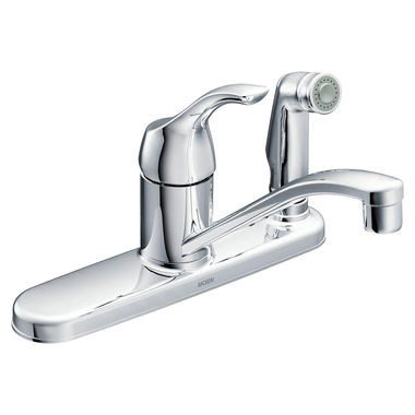 Click here to see Moen CA87554C Moen Adler Single-Handle Kitchen Faucet w/ Side Spray in Deck Plate, Chrome - CA87554C