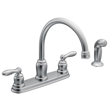 Click here to see Moen CA87888 Moen Caldwell Two-Handle Kitchen Faucet w/ Side Spray, Chrome - CA87888