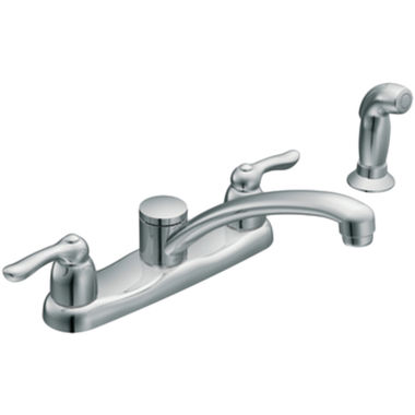 Click here to see Moen 7907 Moen Chateau Two-Handle Low Arc Kitchen Faucet w/ Side Spray, Chrome - 7907
