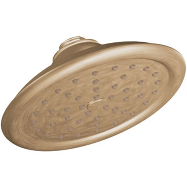 Click here to see Moen S6310BB Moen ExactTemp 7in Single-Function Rainshower Shower Head, Immersion Technology, LifeShine, 2.5 GPM, Wall-Mount, Round, Brushed Bronze - S6310BB