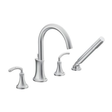 Click here to see Moen TS964 Moen Icon Two-Handle Roman Tub Faucet Trim with 1.75 GPM One-Function Hand Shower, High Arc Spout, Lever Handles, M-PACT, Chrome - TS964 