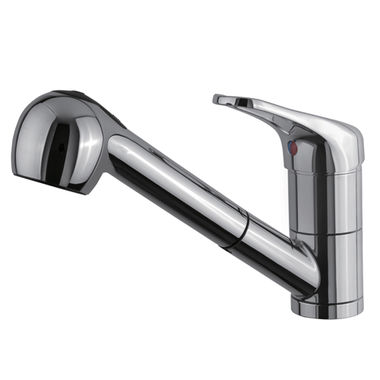 Click here to see Ultra Faucets UF12503 Ultra Faucets Single Handle Pull-Out Kitchen Faucet, Stainless Steel - UF12503