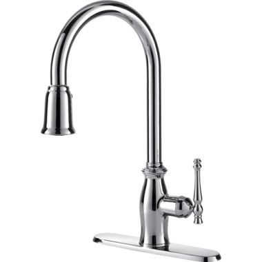 Click here to see Ultra Faucets UF13403 Ultra Faucets Traditional Single Handle Pull-Down Kitchen Faucet, Stainless Steel - UF13403