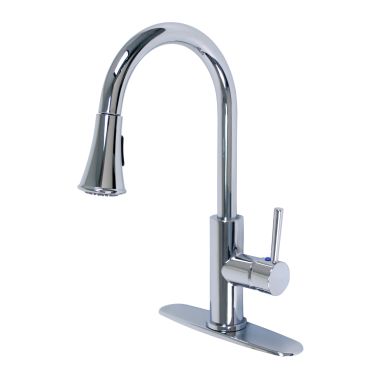 Click here to see Ultra Faucets UF14203 Ultra Faucets Euro Single Handle Pull-Down Kitchen Faucet, Stainless Steel - UF14203