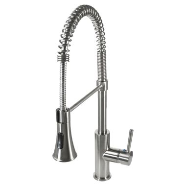 Click here to see Ultra Faucets UF17203 Ultra Faucets Euro Single-Handle Semi-Pro Pull-Down Kitchen Faucet, Stainless Steel - UF17203