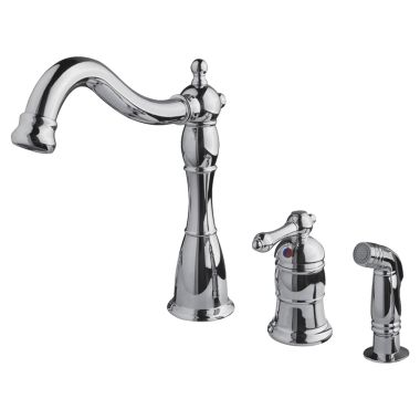 Click here to see Ultra Faucets UF11040 Ultra Faucets Prime Single Handle Kitchen Faucet w/ Side Spray, 3 Hole, Chrome - UF11040