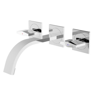 Click here to see Ultra Faucets UF56103 Ultra Faucets Zashe Two-Handle Wall-Mount Bathroom Faucet with Metal Push Pop-Up, 1.2 GPM, Three-Hole, Ceramic Disc Cartridge, Brushed Nickel - UF56103 