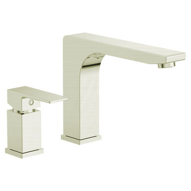 Click here to see Ultra Faucets UF65503 Ultra Faucets Icon Single-Handle Deck-Mount Roman Tub Faucet, 2-Hole, Metal Lever Handle, ADA, Brushed Nickel - UF65503