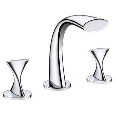 Click here to see Ultra Faucets UF55510 Ultra Faucets Twist Two-Handle Widespread Lavatory Faucet with Metal Push Pop-Up, 1.5 GPM, Three-Hole, Ceramic Disc Cartridge, Chrome - UF55510