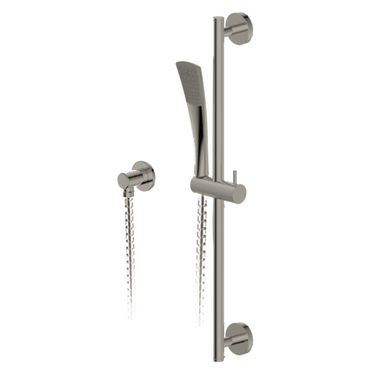 Click here to see Ultra Faucets UF79303-7 Ultra Faucets Twist ABS Hand Shower with Metal Slide Bar, Ell, and 60in Hose, 2.0 GPM, Brushed Nickel - UF79303-7