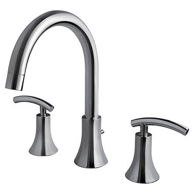 Click here to see Ultra Faucets UF65100 Ultra Faucets Sweep Two-Handle Deck-Mount Roman Tub Faucet, 3-Hole, NEOPERL Stream, Lever Handles, ADA, Polished Chrome - UF65100