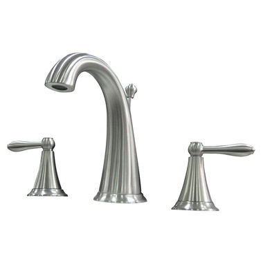 Click here to see Ultra Faucets UF55413 Ultra Faucets Contour Two-Handle Widespread Lavatory Faucet with Metal Pop-Up, 1.5 GPM, Three-Hole, Washerless Cartridge, Brushed Nickel - UF55413 