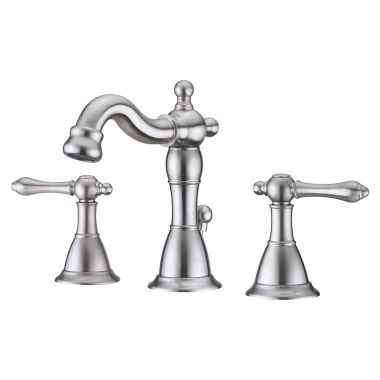 Click here to see Ultra Faucets UF55213 Ultra Faucets Prime Two-Handle Widespread Lavatory Faucet with Metal Pop-Up, 1.5 GPM, Three-Hole, Washerless Cartridge, Brushed Nickel - UF55213
