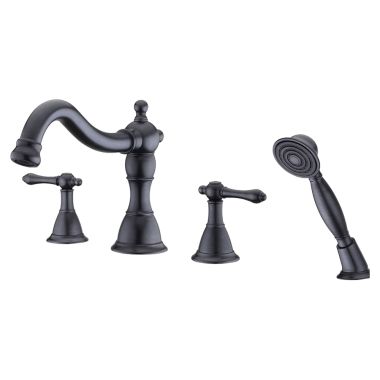 Click here to see Ultra Faucets UF65045 Ultra Faucets Prime Two-Handle Roman Tub Faucet with 2.5 GPM Hand Shower, 4-Hole, NEOPERL Stream, Lever Handles, Oil Rubbed Bronze - UF65045