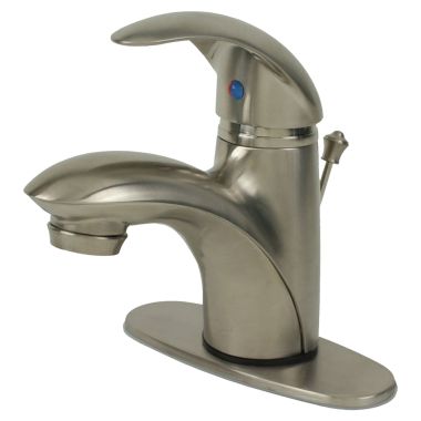 Click here to see Ultra Faucets UF34123 Ultra Faucets Vantage Single-Handle Bathroom Faucet with 50/50 Pop-Up Drain, 2.2GPM, 1 or 3-Hole Installation, Lever Handle, Brushed Nickel - UF34123